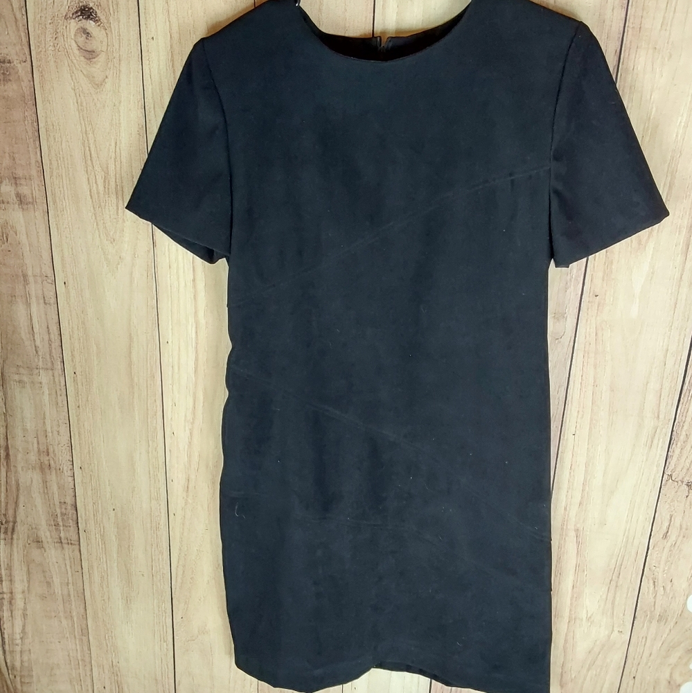Jessica Howard Black Back Zipper Short Sleeve Round Neck Career
